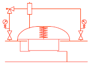 system z zaworem pilotującym - symbole graficzne,